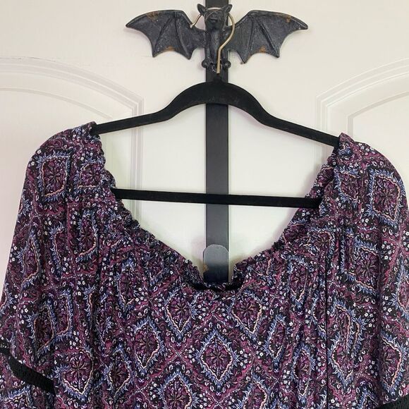 Lane Bryant Peasant Top Floral Print Ruffle Cuffs, Stretchy, Soft NWT 14… - Picture 4 of 11